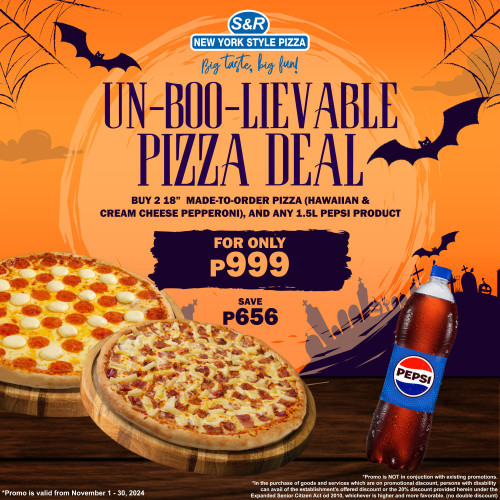 UN-BOO-LIEVABLE PIZZA DEAL (HAWAIIAN & CREAM CHEESE PEPPERONI PIZZA) (PEPSI)